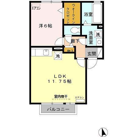 シャトーフェニックスA(1LDK/2階)の間取り写真