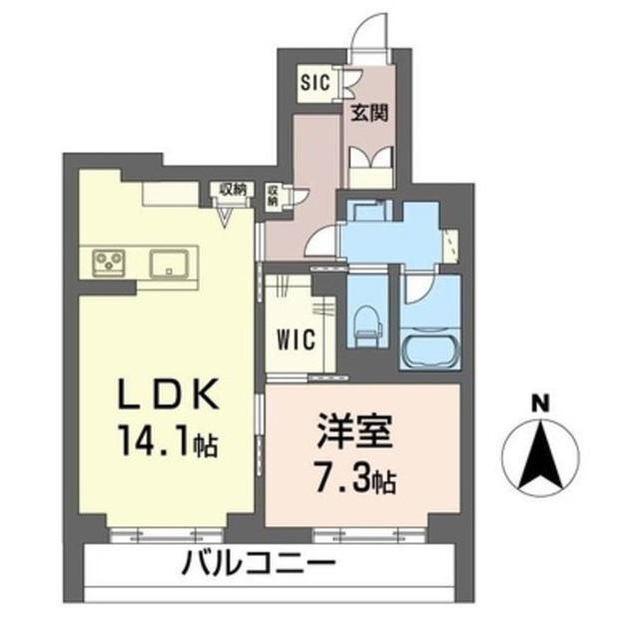 京急大師線 川崎大師駅 徒歩13分 4階建 築2年(1LDK/3階)の間取り写真
