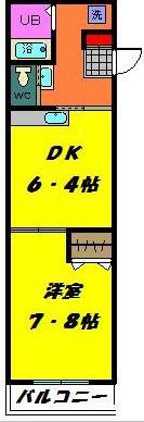 ハイツAHC(1DK/1階)の間取り写真