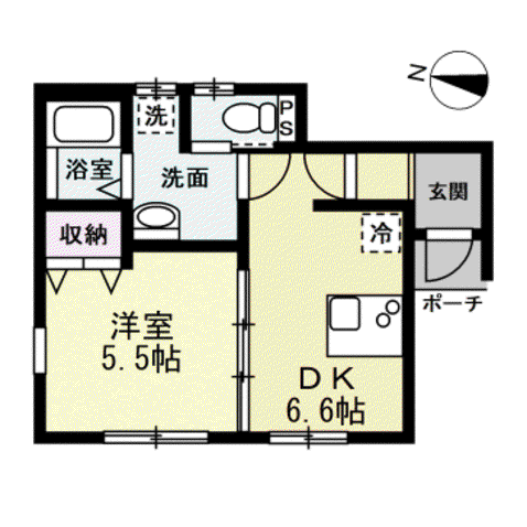RE春日部姫宮(1DK/1階)の間取り写真