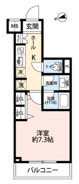 プレール・ドゥーク小竹向原(1K/1階)の間取り写真