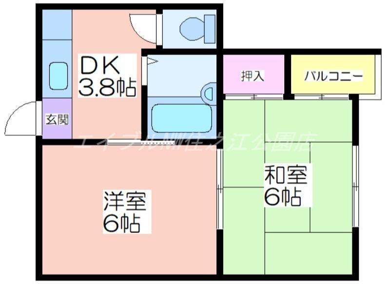キャピタル住之江公園(2DK/1階)の間取り写真