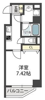 モンサンミッシェル北浜(1K/10階)の間取り写真