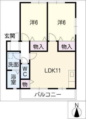 ガーデンハイム・片西(2LDK/1階)の間取り写真