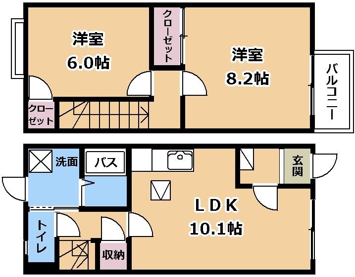 ニューホームズ(2LDK/1階)の間取り写真