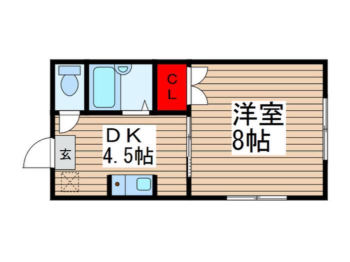 ロイヤルヒルズキウチ(1DK/1階)の間取り写真