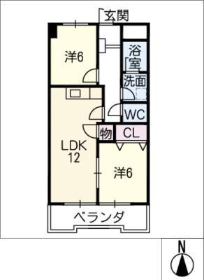ウノモリックス(2LDK/4階)の間取り写真