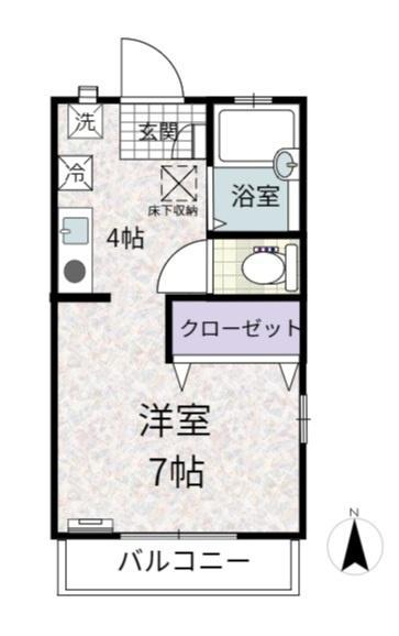 コートドールH(ワンルーム/1階)の間取り写真
