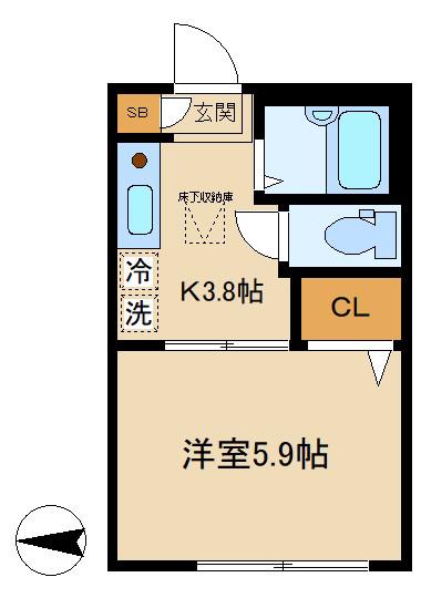 コーポつのはずA(1K/1階)の間取り写真