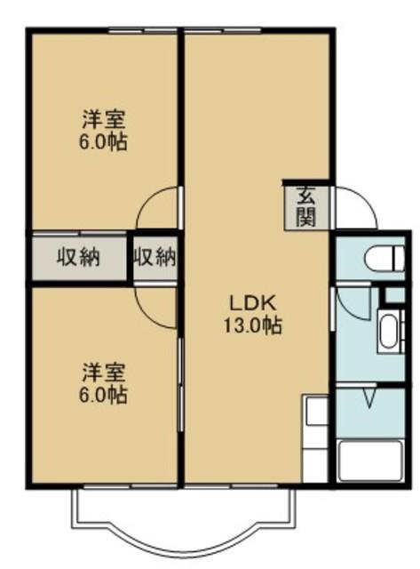 サンライフタウン守谷H棟(2LDK/2階)の間取り写真