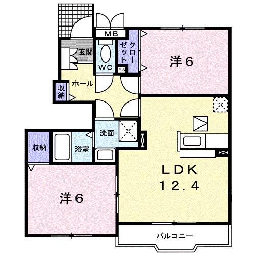 ガーデン ハウス 三石台 I(2LDK/1階)の間取り写真
