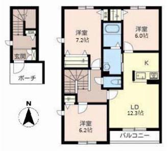 モンノール(3LDK/2階)の間取り写真