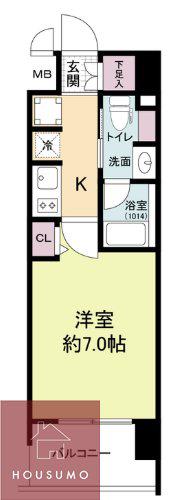 ヴィラセレーノ森小路(1K/5階)の間取り写真