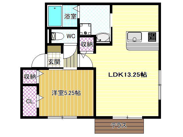 アマービレ恵美坂(1LDK/1階)の間取り写真