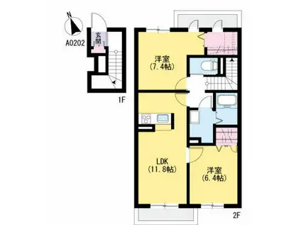 積水ハウスの2LDK(2LDK/2階)の間取り写真