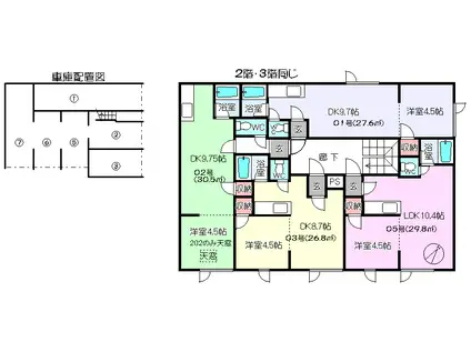 パークサイドヒルテラダ(1DK/3階)の間取り写真