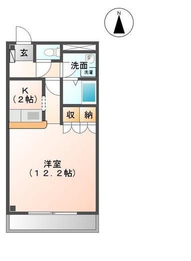 ルミナスハイム弐番館(1K/1階)の間取り写真