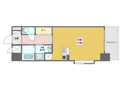 ジアコスモ神戸三宮(ワンルーム/3階)の間取り写真