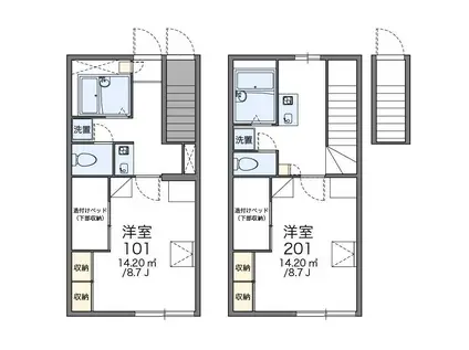 レオパレス檀(1K/2階)の間取り写真