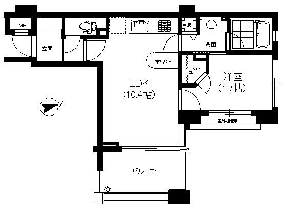 東急ドエルアルス桜新町(1LDK/5階)の間取り写真