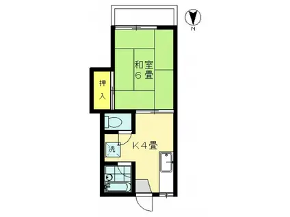シャトー米山(1K/1階)の間取り写真