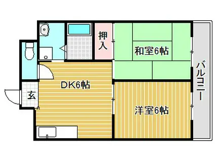 ローベルジーヌ野洲(2DK/2階)の間取り写真