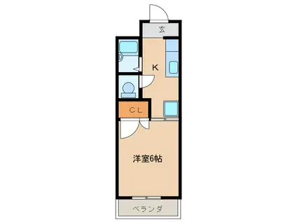 ぴーかん・はうす(1K/2階)の間取り写真