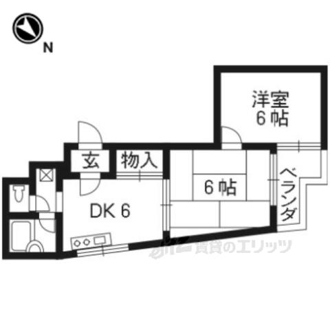 グランドール浅原(2DK/3階)の間取り写真