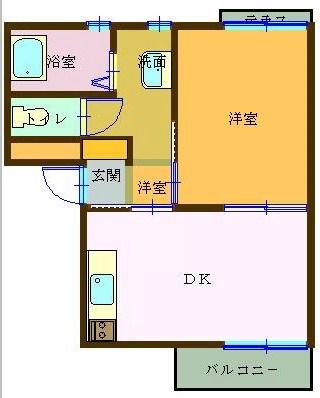 サンビレッジ久保田(1DK/2階)の間取り写真