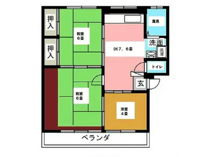 コーポタカハシ(3DK/2階)の間取り写真