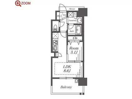 プレサンス ロジェ 栄パークサウス(1LDK/15階)の間取り写真