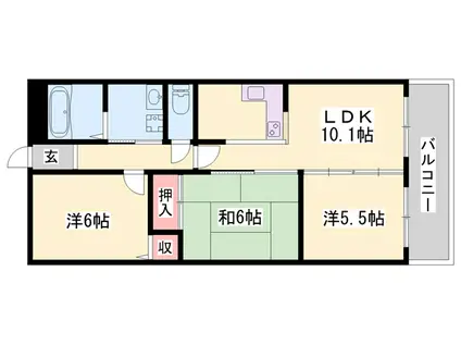 グランプレステージ加古川III(3LDK/1階)の間取り写真