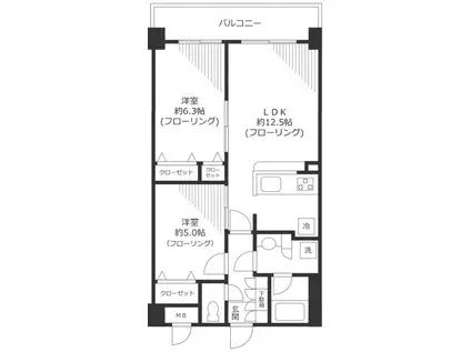 グランリビン千駄木 3月21日退去(2LDK/3階)の間取り写真