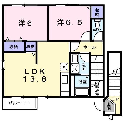 ラ・フォンダA(2LDK/2階)の間取り写真