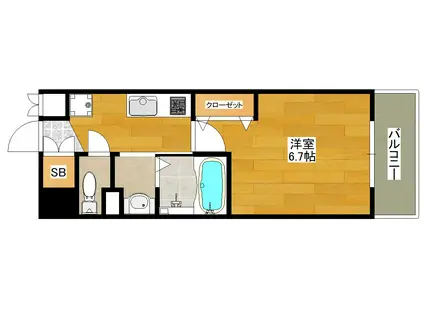 LUXE三国駅前(1K/4階)の間取り写真