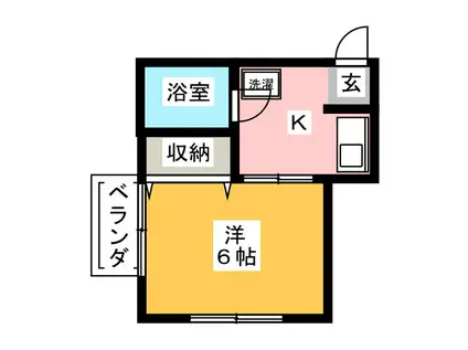 弥生荘(1K/2階)の間取り写真