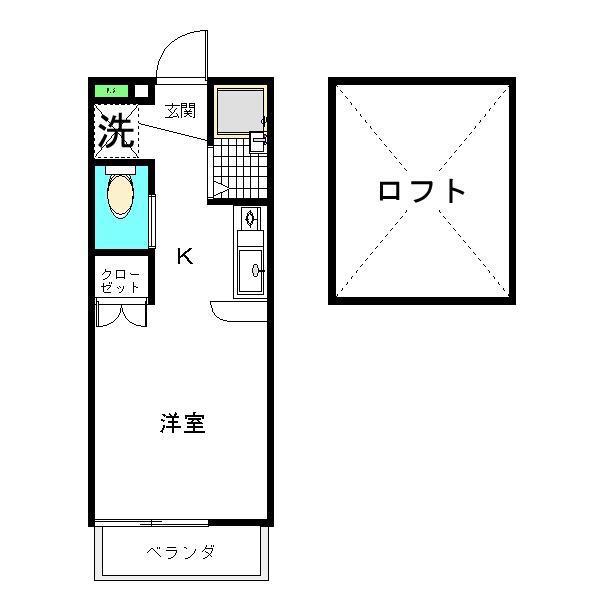プレイス三原(1K/1階)の間取り写真