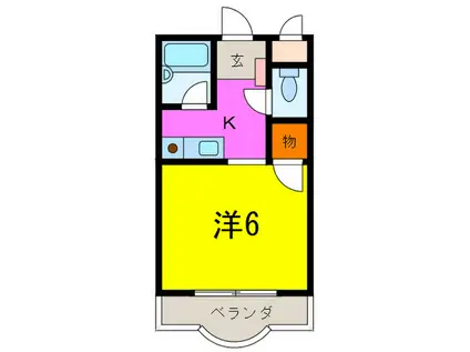 カサイマンション(1K/1階)の間取り写真