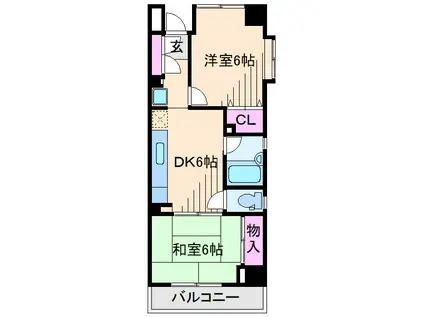 西山第10ビルエルム大倉山(2DK/4階)の間取り写真