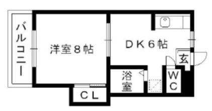 シャロム新町(1DK/1階)の間取り写真