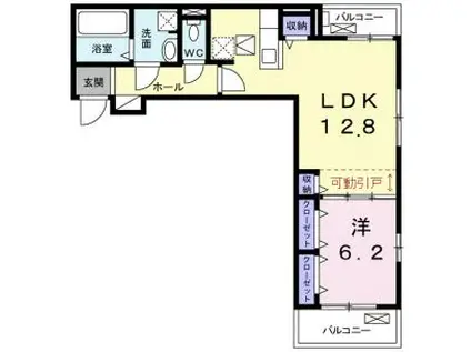 カーサ りんくう・M(1LDK/1階)の間取り写真