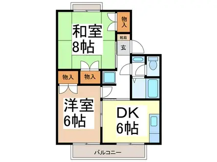 アーバンタウン北沢A棟(2DK/1階)の間取り写真