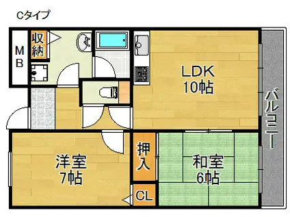 ライオンズマンション泉南樽井第2(2LDK/6階)の間取り写真