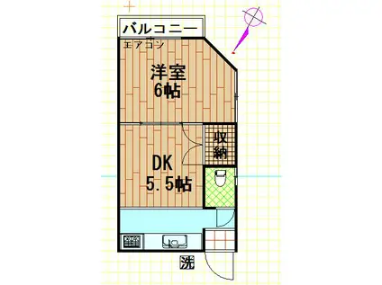 第二吉田荘(2K/2階)の間取り写真