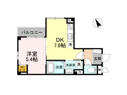 阪堺電気軌道阪堺線 宿院駅 徒歩5分 5階建 築7年(1DK/5階)の間取り写真
