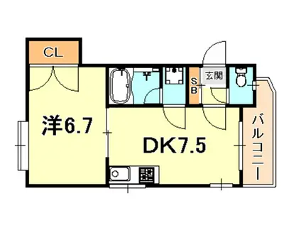 プリシード魚崎(1DK/4階)の間取り写真