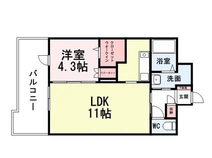 フェリシエ三萩野(1LDK/2階)の間取り写真