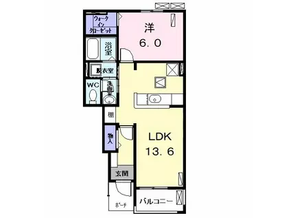 メゾンクレアール D(1LDK/1階)の間取り写真