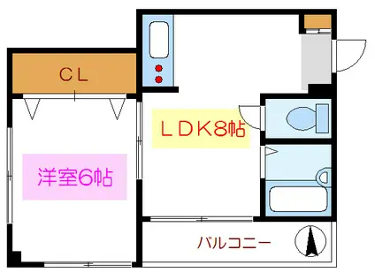 サンムーン石原(1LDK/3階)の間取り写真