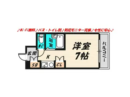 インターナショナル関目(ワンルーム/9階)の間取り写真